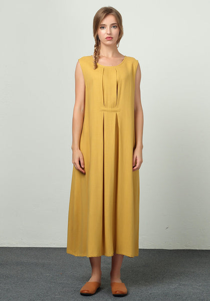 Oversize Linen Cotton Sleeveless custom Dress B27