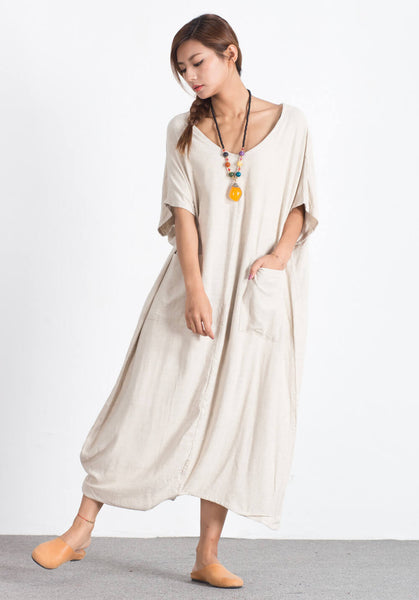 Oversize Linen Cotton maxi plus size Custom-made clothing A83