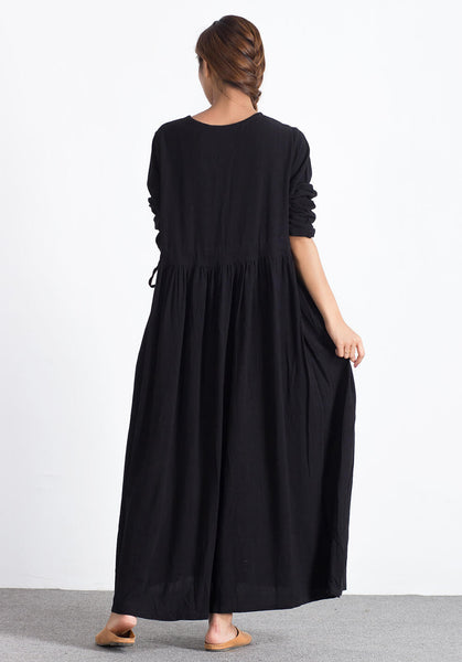 Oversize Linen Cotton plus size Custom made dress A16