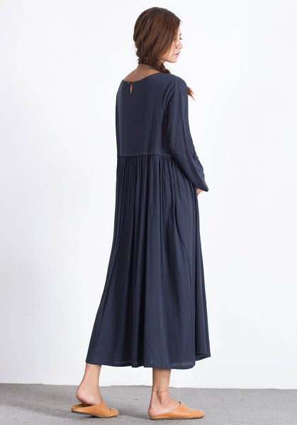 Custom made Oversize Linen Cotton maxi dress A32