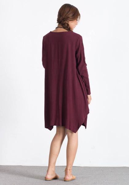 Oversize Linen Cotton Short skirt custom made dress A61