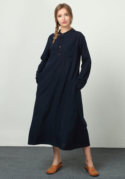 Oversize Linen Cotton Long Soft Dress Custom made clothing B14b