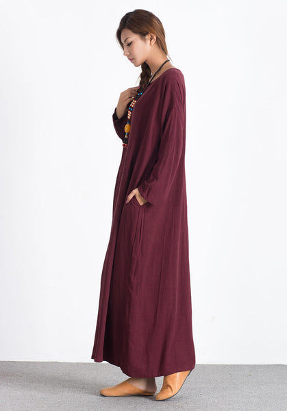 Linen Cotton Kaftan plus size Custom-made maxi dress A44