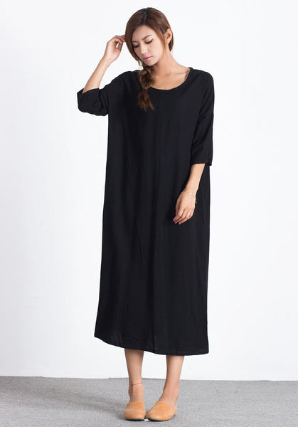 Oversize linen cotton large size custom_made dress A02