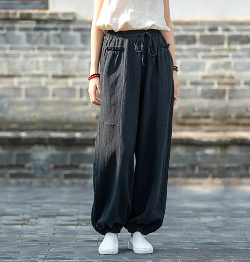 Black Wide Leg Cotton Pants for Men Fixed Waist Band Pleated Wide Leg  Trousers With Pleats Front High Count Cotton Yohji Style Pants Unisex - Etsy