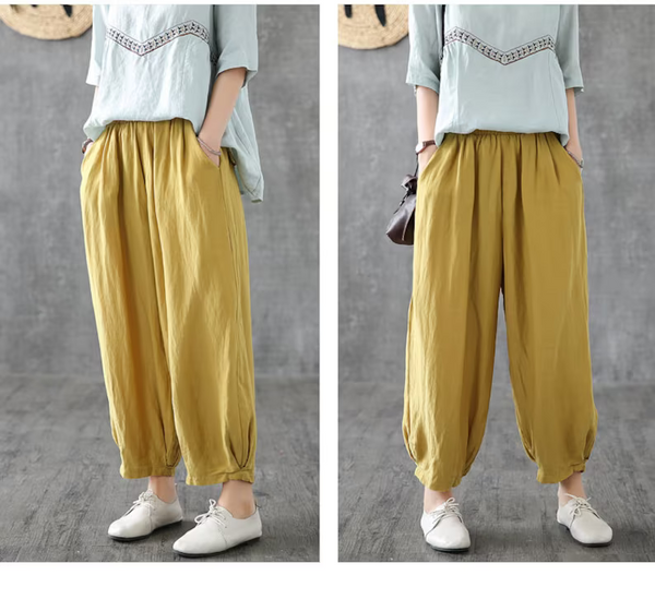 Linen cotton pants for women linen long pants wide leg pants soft harem pants loose trousers fall spring custom long plus size pant N59
