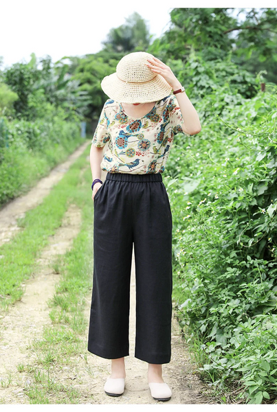 Straight linen pants for women wide leg long pants plus size pants soft loose casual maxi trousers fall spring customized flax pants boho N6