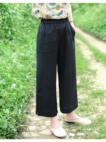 Straight linen pants for women wide leg long pants plus size pants soft loose casual maxi trousers fall spring customized flax pants boho N6
