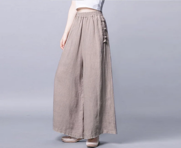Linen cotton pants linen long pants wide leg pants full length harem pants loose maxi trousers fall spring custom long plus size pants N86