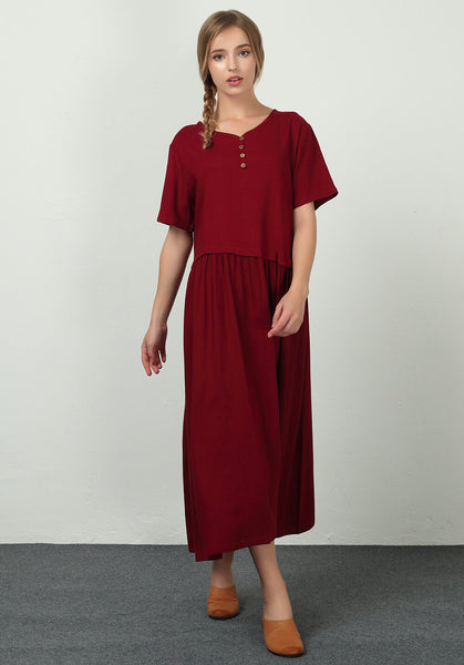 Oversize Linen Cotton Custom made maxi Long dress B23