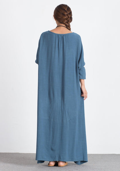 Oversize Linen Cotton maxi plus size Custom made dress A86