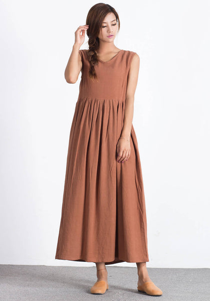 Oversize linen cotton caftan Custom_made dress A03