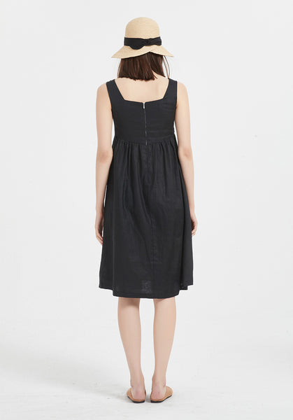 Women 100% linen Sleeveless Summer oversize midi dresses X09