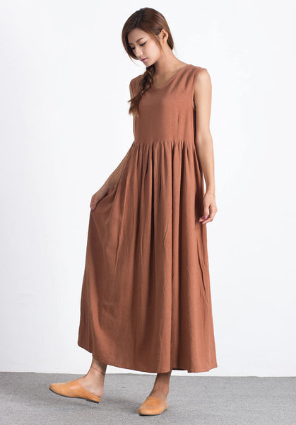 Oversize linen cotton caftan Custom_made dress A03