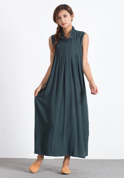 Oversize Linen Cotton maxi custom made dress A62