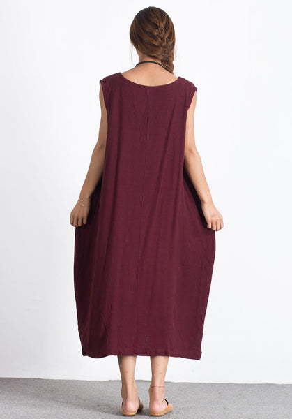 Custom made Oversize Linen Cotton sleeveless dress A37